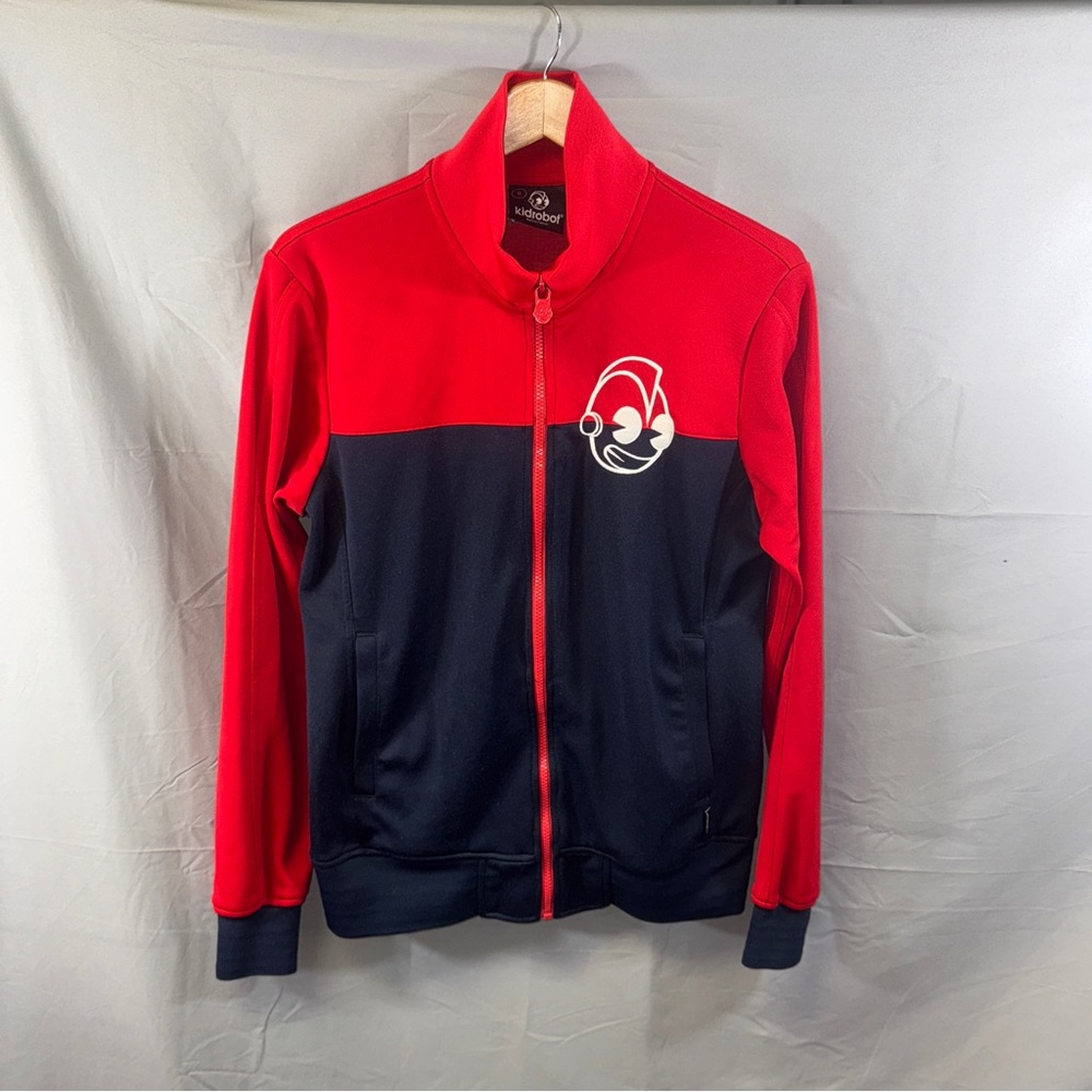Kidrobot Track Jacket Mens Small Red Navy Full Zip Colorblock Streetwear Logo